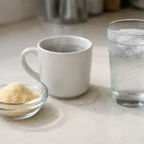 what are the ingredients in the gelatin trick Core ingredients in the gelatin trick: unflavored gelatin, hot water, and cold water