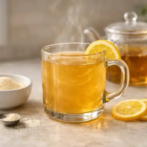 A warm gelatin night drink showcasing the kelly clarkson gelatin trick