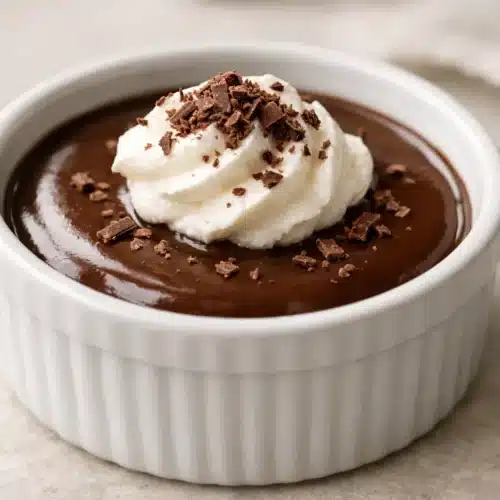 Chocolate coconut panna cotta served in ramekins